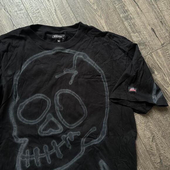 Y2K Dickies Wire Grunge Skull Tattoo Flames Skate Tee - Picture 4 of 6